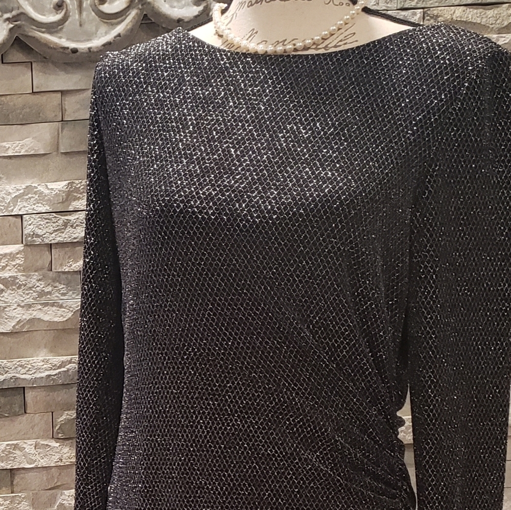 Ralph lauren , long sleeve metallic  dress size 14